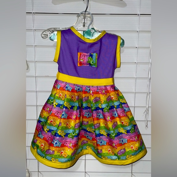 Cute Carebear Dress // one of a kind // toddler // baby // rainbow // romper - Picture 1 of 3